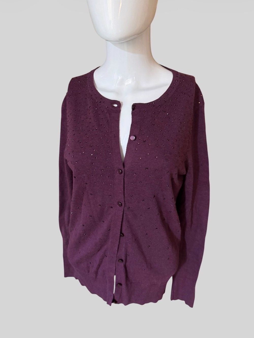 Merona Plum Beaded Button-Up Cardigan